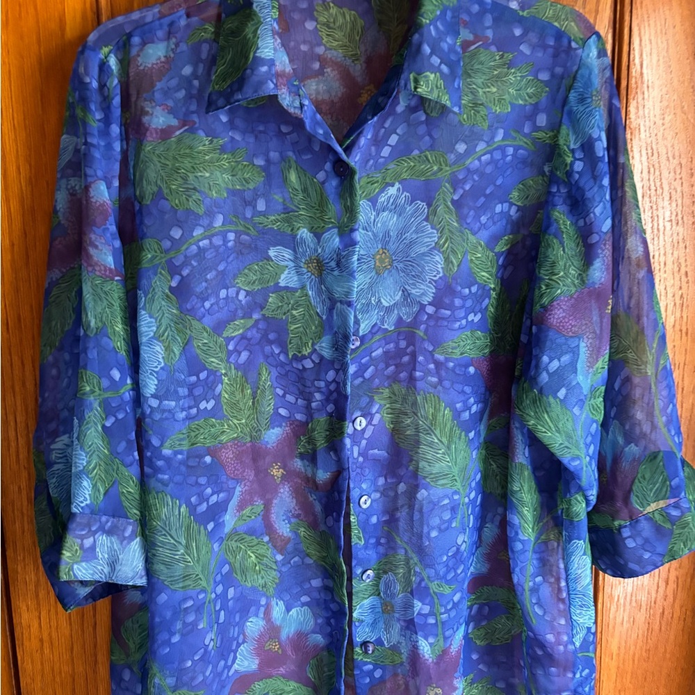 Floral Sheer Button-Up Shirt